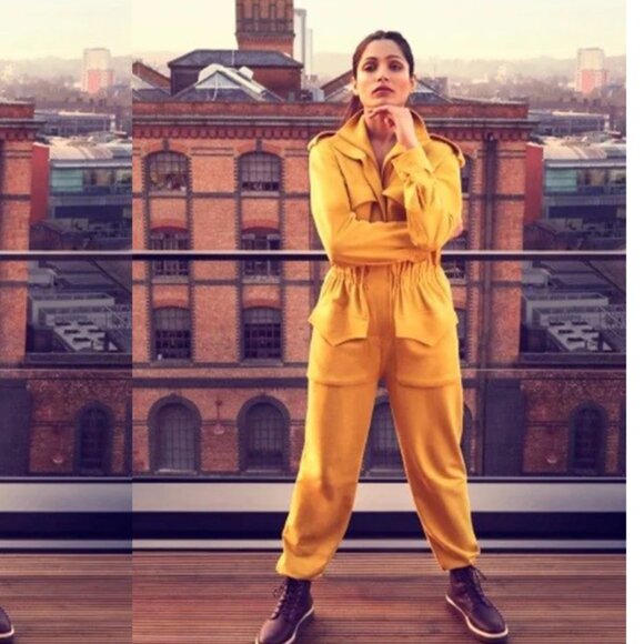 Norma Kamali Turtle Cargo Jumpsuit Beige Tan Size Small - Picture 2 of 7